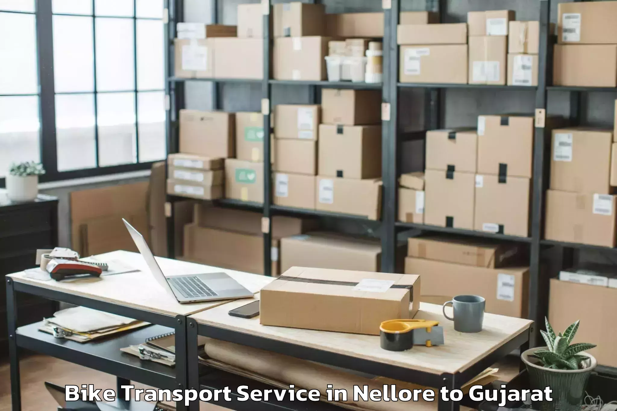 Book Nellore to Gujarat Ayurved University Jam Bike Transport Online